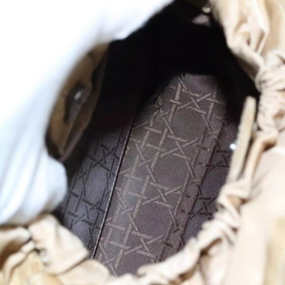 Christian Dior Maris Pearl Hand Bag Nylon Beige Silver Auth - Picture 16 of 16